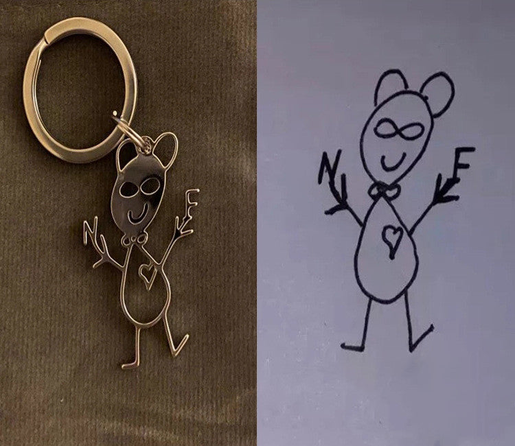 Children's Artwork Personalized Hand-painted Keychain and Necklace